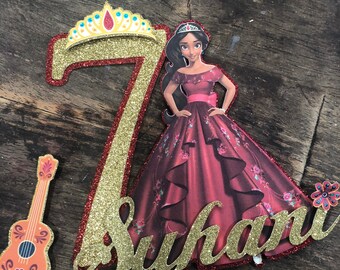 Elena of Avalor Glitter Cake Topper: Personalized Birthday Party Decor