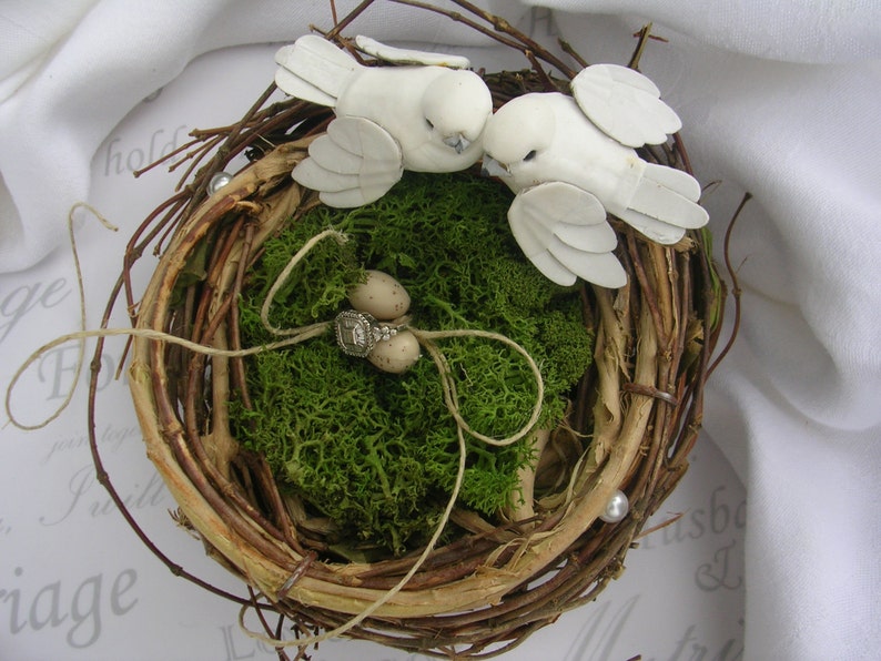 Ring Bearer Pillow Rustic & Elegant Ring Bearer Birds Nest Pillow Alternative image 4