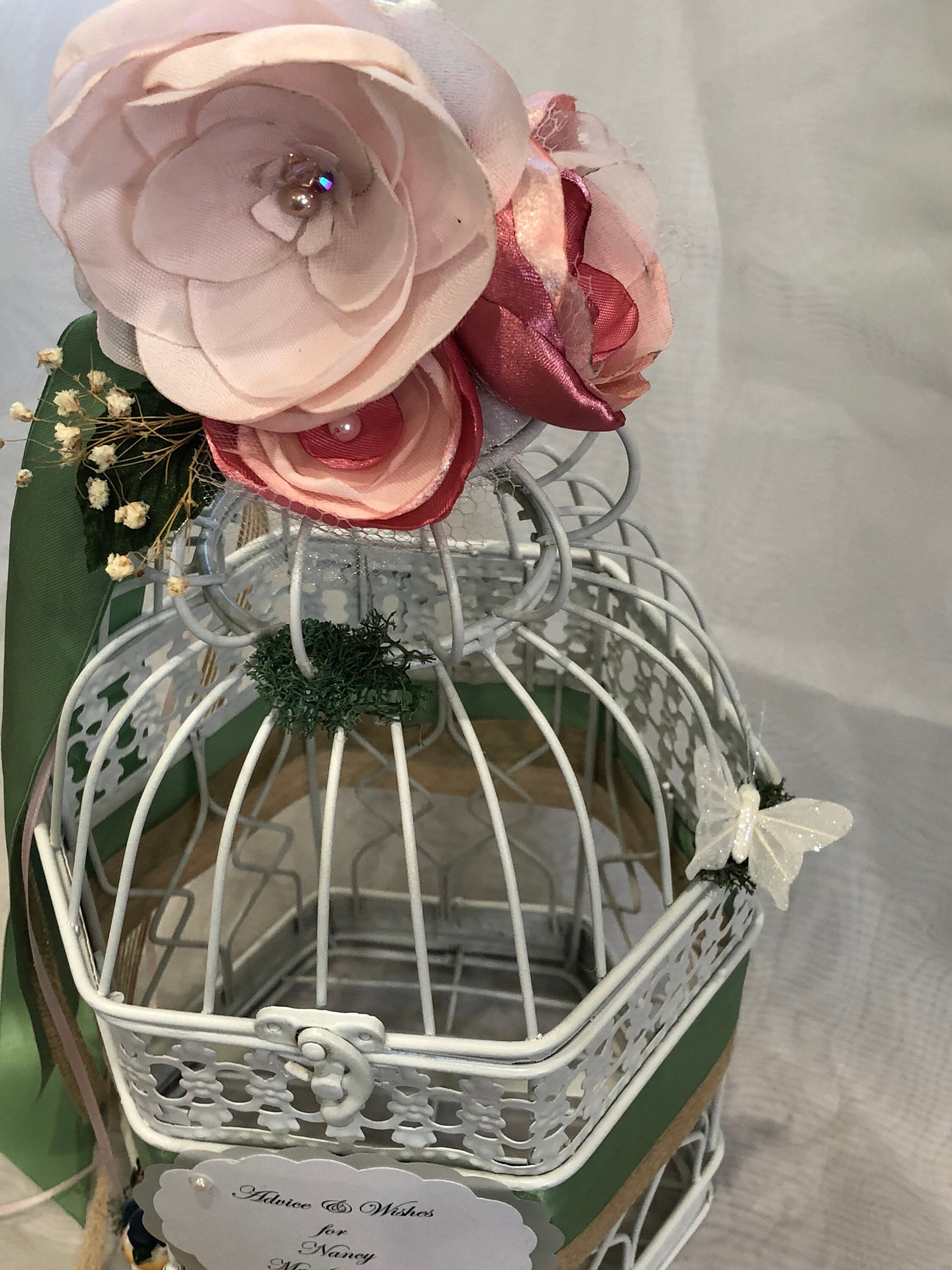 White Birdcage Wedding Card Holder: Blush Pink Floral Garden Decor - Etsy