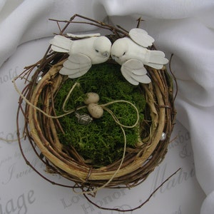 Ring Bearer Pillow Rustic & Elegant Ring Bearer Birds Nest Pillow Alternative image 2