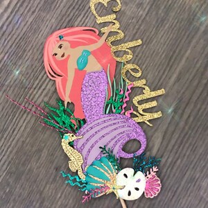 Personalized Mermaid Cake Topper. Under the Sea Topper.  Personalized Mermaid Cake Topper or Centerpiece