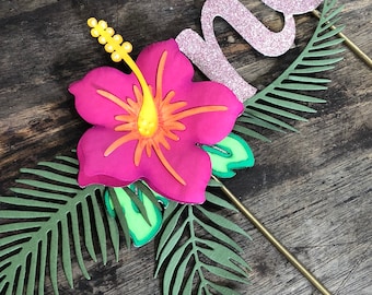 Aloha First Birthday Cake Topper: Tropical Luau Party Decor