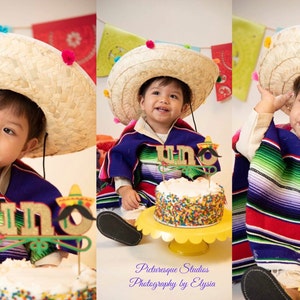 Uno First Birthday cake topper. Uno First Birthday. Fiesta Cake Topper. Fiesta first birthday image 2