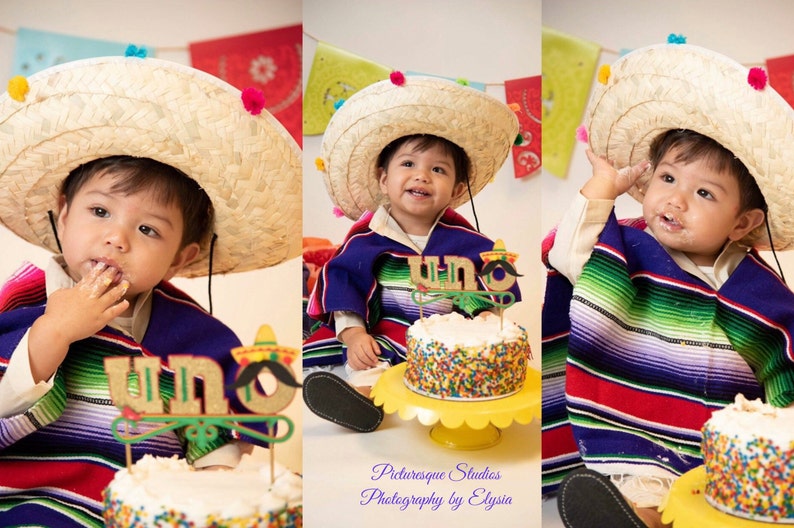 Uno First Birthday cake topper. Uno First Birthday. Fiesta Cake Topper. Fiesta first birthday image 2