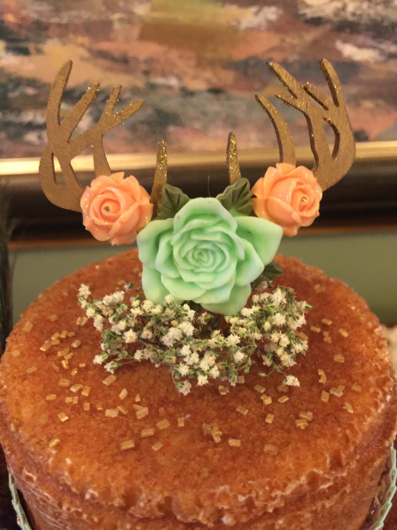 Antlers Cake Topper. Boho Cake Topper Woodland Theme Cake Antlers Cake Topper. Boho Cake Topper Woodland Theme Cake