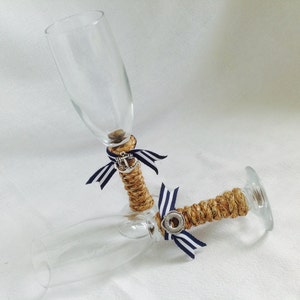 An Original Design by ChiKaPea Nautical Wedding Toasting Glasses, Beach Wedding image 4