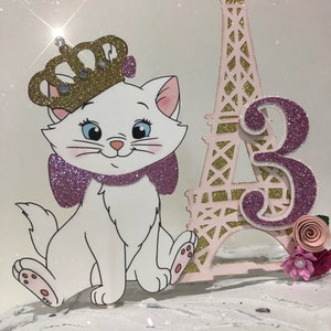 Marie Aristocats cake topper. Marie inspired cake topper. Marie Party