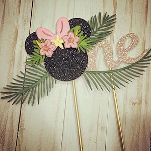 Minnie Mouse Luau. First Birthday Second Birthday cake topper.  Luau Birthday Cake Topper. Tropical Minnie Mouse