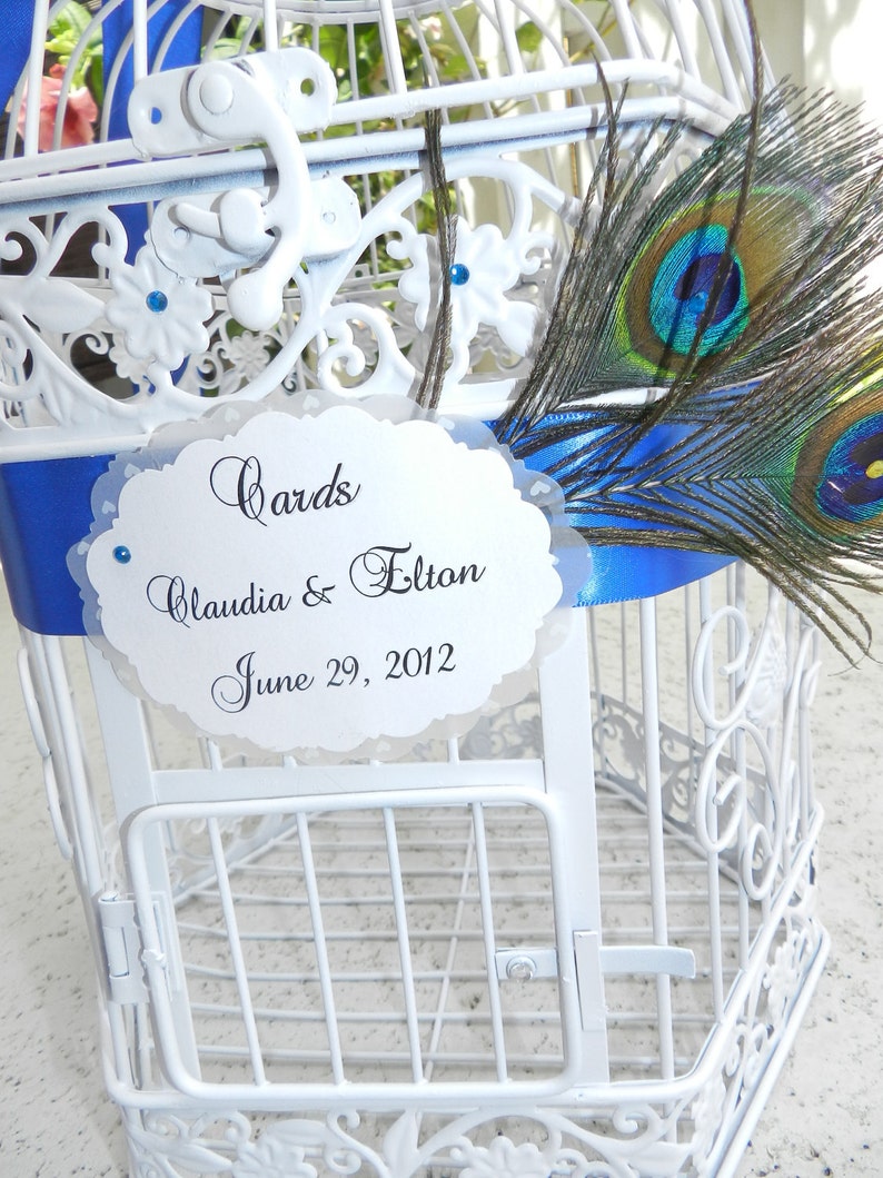 Elegant Birdcage Wedding Card Holder - Peacock Feather Decor Theme - Etsy