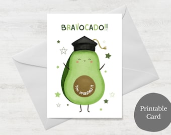 Karte “Bravocado” zum Ausdrucken / DIY Karte + Umschlag / Sofort-Download / Geschenk / Abschluss / Graduation / Schule / Abi / Last-minute