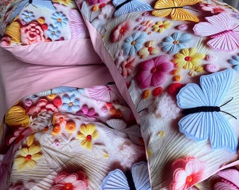 Katoenen beddengoed, Ranfors stof 5D, bestaat uit 4 items: dekbedovertrek, hoeslaken en 2 kussenslopen van ExclusiveTextil uit Oekraïne.