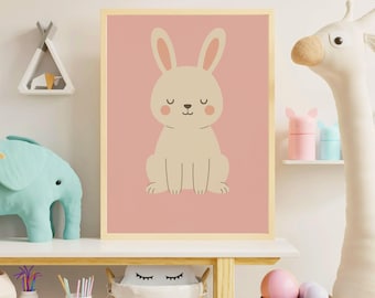 Bunny Nursery Art: Pastel Animal Printable Poster (Digital Download)