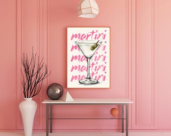 Martini Cocktail Print: Retro Bar Decor, Modern Kitchen Art (Digital Download)