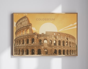Colosseum Rome Travel Poster: Vintage Italy Art Print (Digital Download)