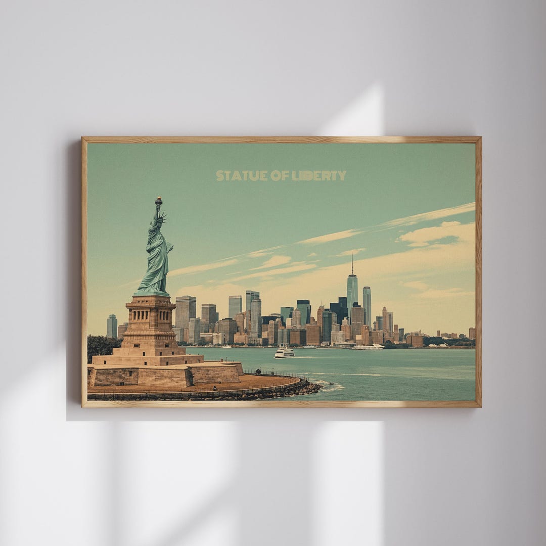 Retro Statue of Liberty Print: Vintage New York Travel Poster (digital ...