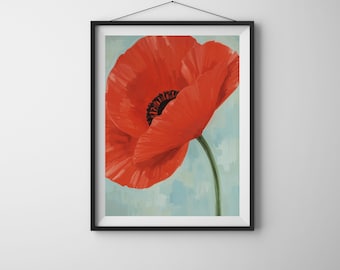 Red Poppy Flower Print: Bold Botanical Wall Art (Digital Download)