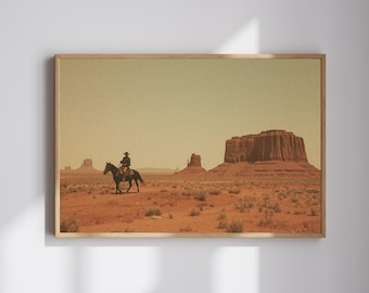 Vintage Western Cowboy Print: Desert Landscape, Rustic Home Decor (Digital Download)