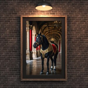 Arte Medieval de Cavalos Cavaleiros: Retrato de Animal Real (Download Digital PNG)