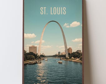 St. Louis Travel Poster: Vintage Gateway Arch, Missouri City Art (Instant Download)