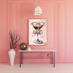 Espresso Martini Art Print: Feminine Coffee Cocktail Poster (Digital Download PNG File 3000x4000px)