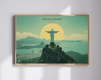 Christ the Redeemer Poster: Vintage Rio de Janeiro Travel Art (Digital Download)