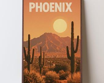 Phoenix Arizona Retro Travel Poster: Vintage Desert Art (Digital Download