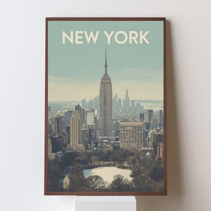 Retro New York City Travel Poster: Vintage NYC Skyline Art (Digital Download)