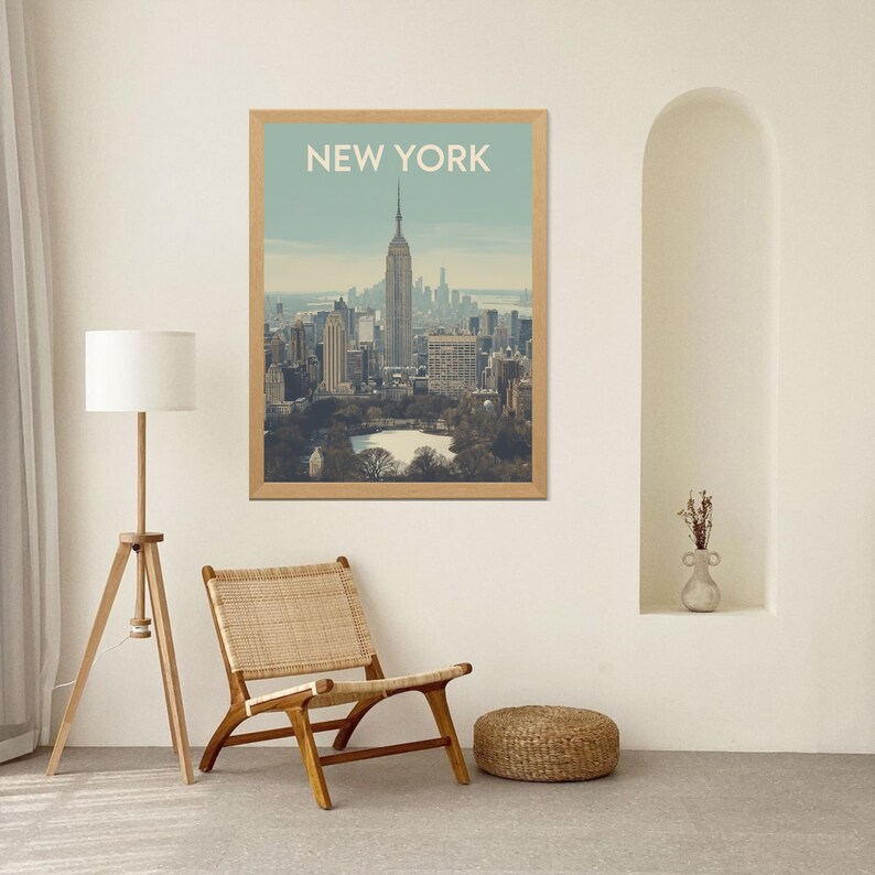 Retro New York City Travel Poster: Vintage NYC Skyline Art (digital ...