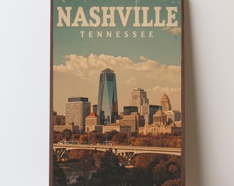 Nashville Retro Travel Poster: Vintage Music City Skyline (Digital Download