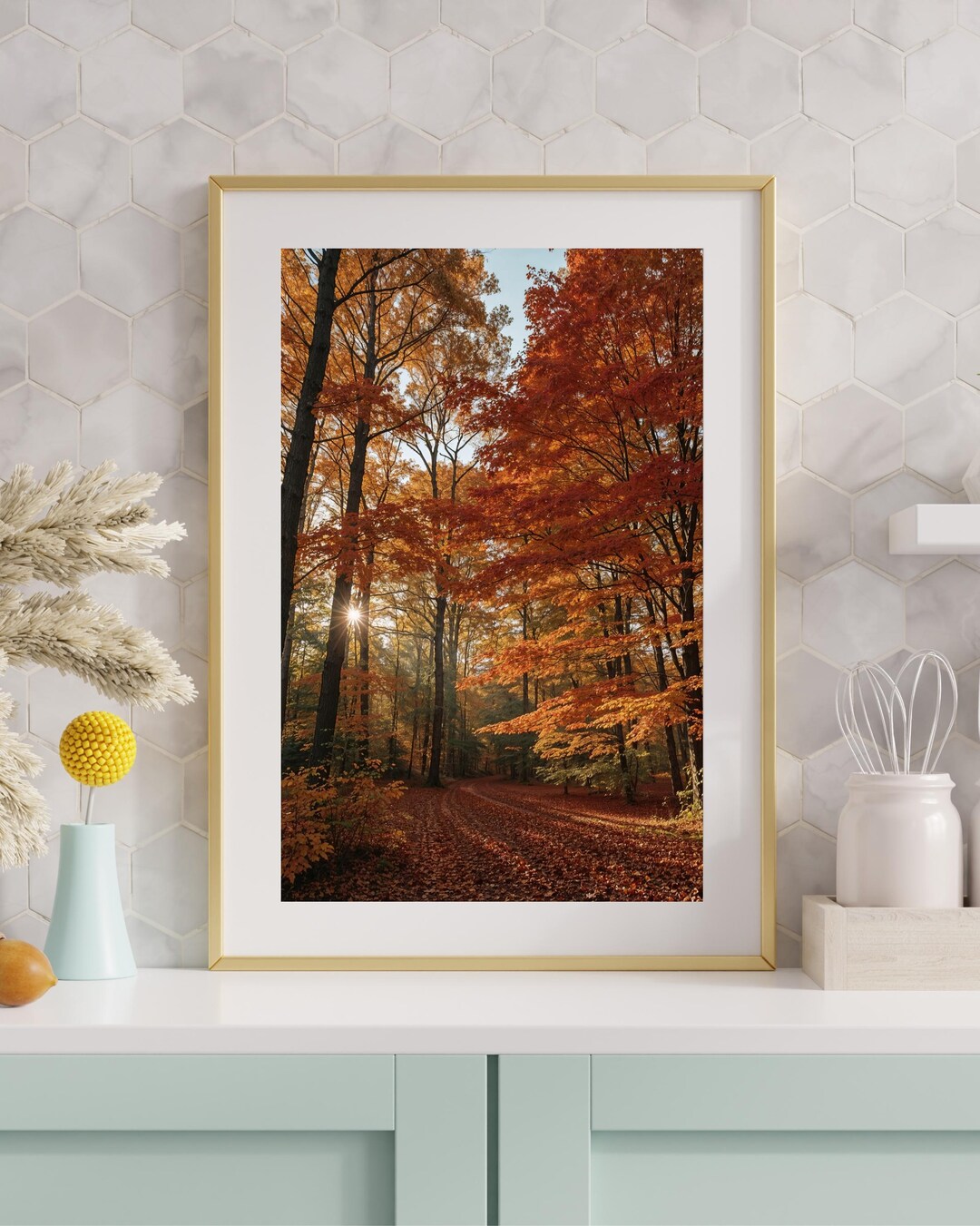 Autumn Forest Wall Art – Realistic Fall Landscape – Cozy Nature Scene ...