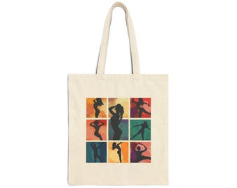 Dance Silhouettes Tote Bag | Latin Body Movement Art | Colorful Dance Poses Collage | Salsa Bachata Carry All | BailaFashion Dance Lifestyle