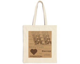 Salsa Typography Tote Bag | Fiery Dance Words Collection | Rhythm Energy Passion | Latin Dancer Carry All | BailaFashion Dance Lifestyle