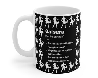 Taza de cerámica con definición de salsa (325 ml) / Taza con humor sobre baile latino / Regalo para bailarines de salsa / Decoración para estudios de baile / Bailarín picante y dulce
