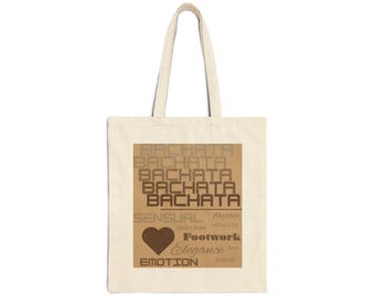 Bachata Typography Tote Bag | Sensual Dance Words | Heart Beat Emotion Elegance | Latin Dance | Dance Lifestyle | Ethically Made Carrier