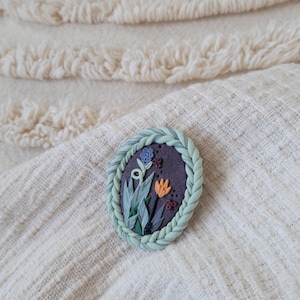 Polymer Clay Floral Pin, Brooch, Flower Bouquet, Whimsical Gifts, Unique Handmade Gifts