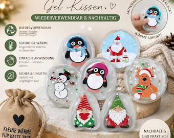 weihnachtliche Handwärmer Taschenheizung Heizkissen Handwärmer wiederverwendbar | Taschenwärmer Wärmekissen | Schneemann Rentier Wichtel