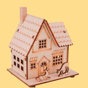Wooden house LED decoration kit Illuminated decoration Winter decoration