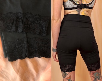 Cotton Lace Trim Bike Shorts High Waist