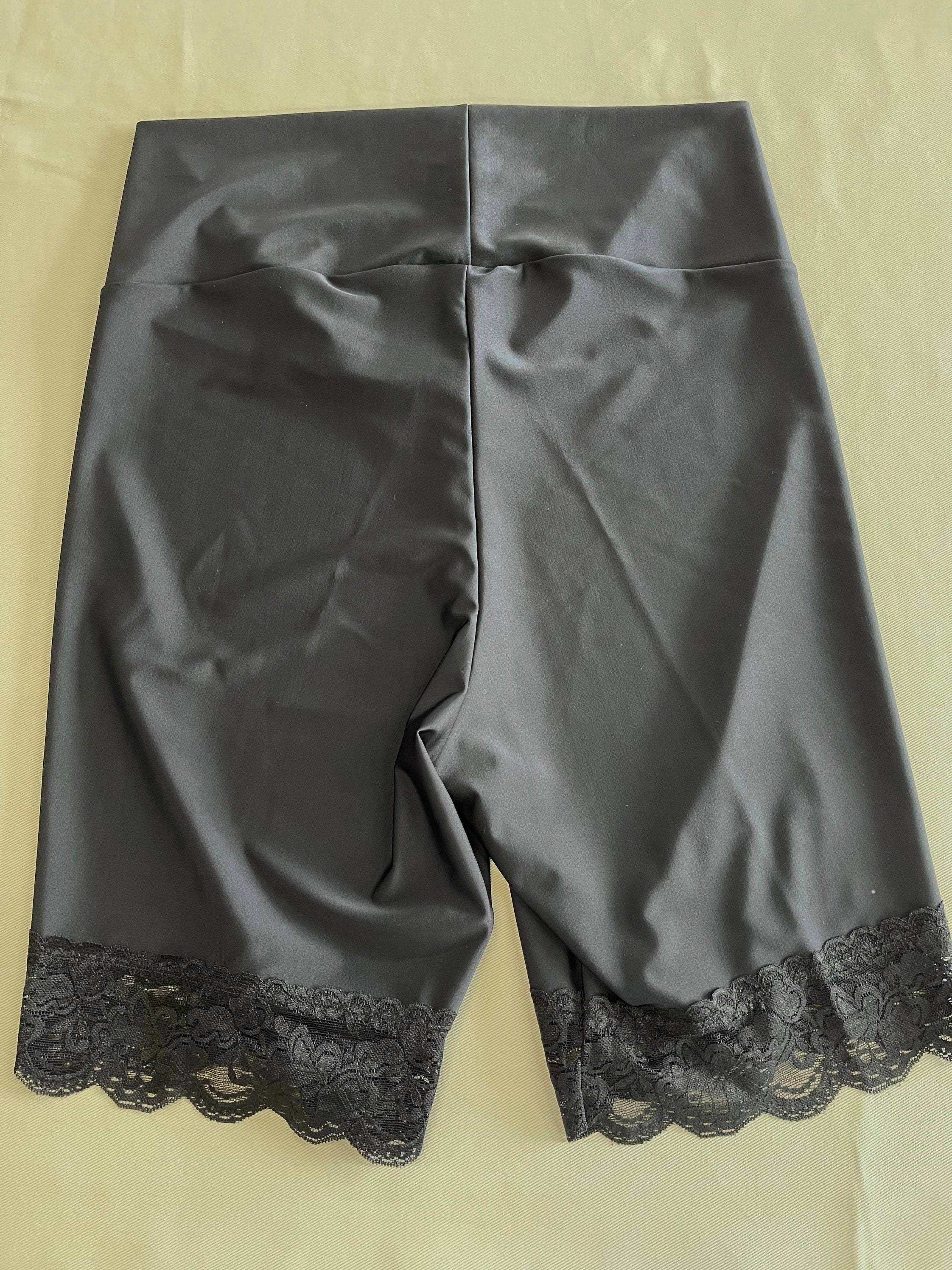 XXL Shorter waistband Spandex Lace Trim Bike Shorts High Etsy