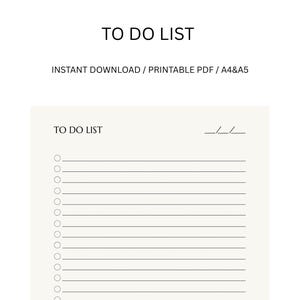 Lista de tareas pendientes, descarga instantánea, imprimible, A4 y A5