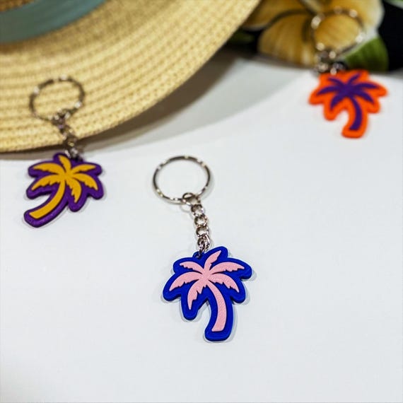 Palm Tree Keychain, 3D Printed Tropical Charm, Beach Lover  display picture 1