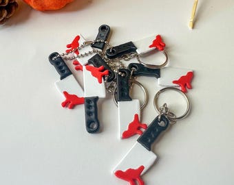 Bloody Knife Keychain 10 Piece Party Pack - Halloween Party Favors, Spooky Creepy Bag Charms, Gifts for Horror Fans