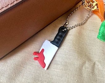Halloween Horror Keychain - Bloody Knife Charm, Slasher Movie Gift, Creepy Spooky Bag Accessory, Scary Key Ring for Horror Fans