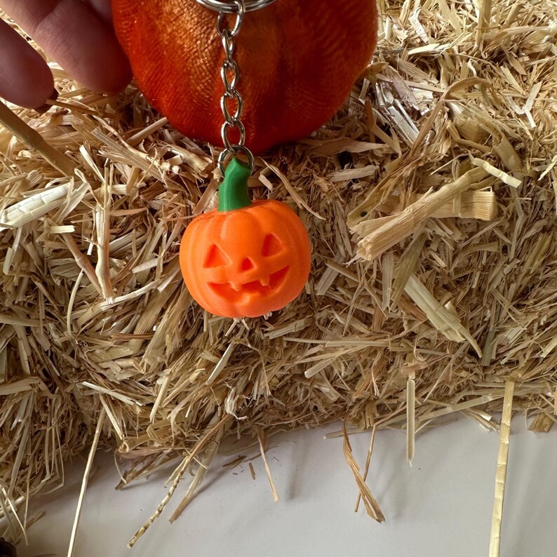 Pumpkin Halloween Keychain - Jack O Lantern Charm, Spooky Fall Bag Accessory, Trick or Treat Favor image 9