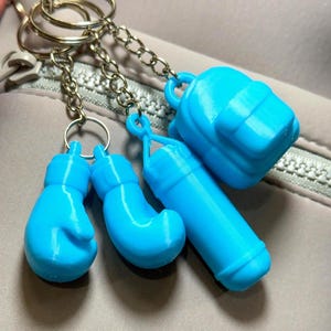 Boxing Set Keychain | Mini Gloves Punching Bag Backpack Charm | 3D Printed Gym Gift