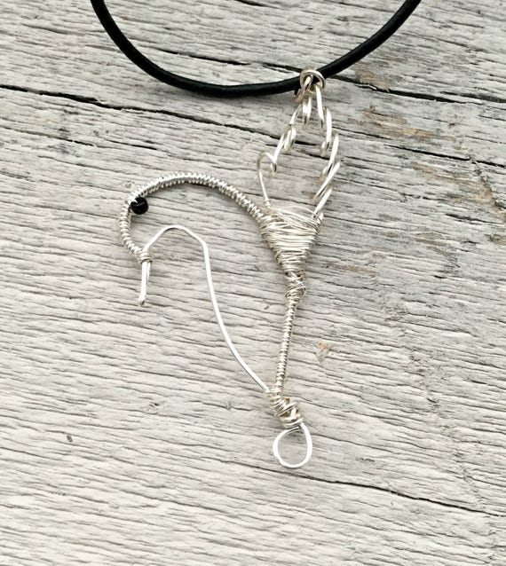 Wire Wrapped Silver Hummingbird Necklace Aviary Lover Etsy