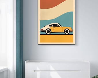 Retro Porsche Print: Vintage Sports Car Wall Art (Digital Download)