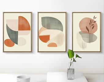 Japandi Wall Art Set: Minimalist Abstract Prints, Earth Tones (Digital Download)