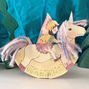 Blumenfee Einhorn Schaukeltier - Druckbares Modell - Aquarell - Digital Download - Hausschule - Waldorf - Montessori - Charlotte Mason