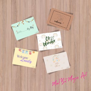 Postkarten BABY zum Selbstausdruck - 1 Set = 5 Motive - (Postkarten, postcards, Grußkarte, modern, Set, Selbstausdruck, Print)